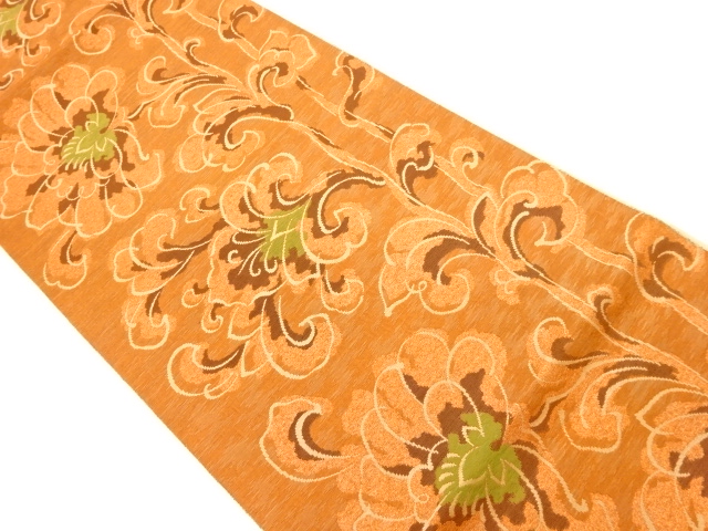 JAPANESE KIMONO / VINTAGE NAGOYA OBI / WOVEN FLOWER ARABESQUE